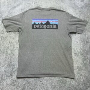 Patagonia Shirt Mens L Gray P-6 Logo Responsibili-Tee Regular Fit Hiking Outdoor